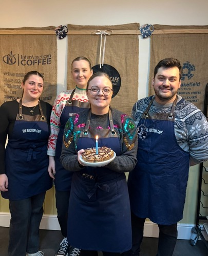 The Auction Café celebrated its first year in business earlier this month. Pictured from left: Jenna Andrews, Kimberley Kenyon, manager Emma Dermody and Ben Palmer.