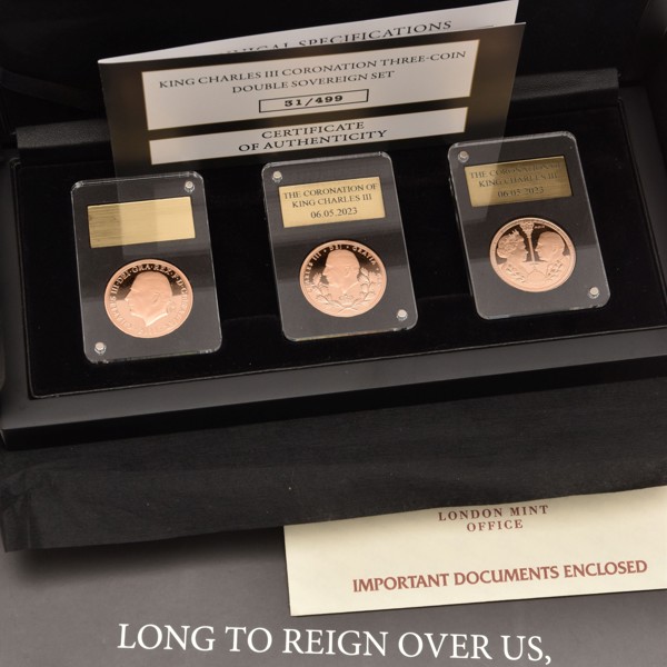 King Charles III Coronation 2023 three-coin double sovereign set sold £3,600.jpg