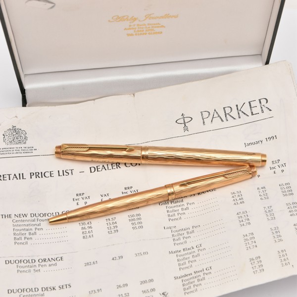 Cased Gold Parker Presidential Pen Set Sold