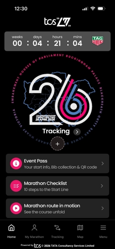 The 2026 TCS London Marathon app.