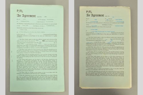 These two original 1970 and 1971 Stoke City contracts signed by legendary England goalkeeper Gordon Banks covered the period around his famous 1970 World Cup save.