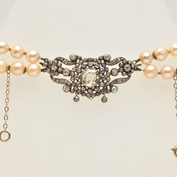 Pearl Necklace With Antique Diamond Clasp Sold £1,100