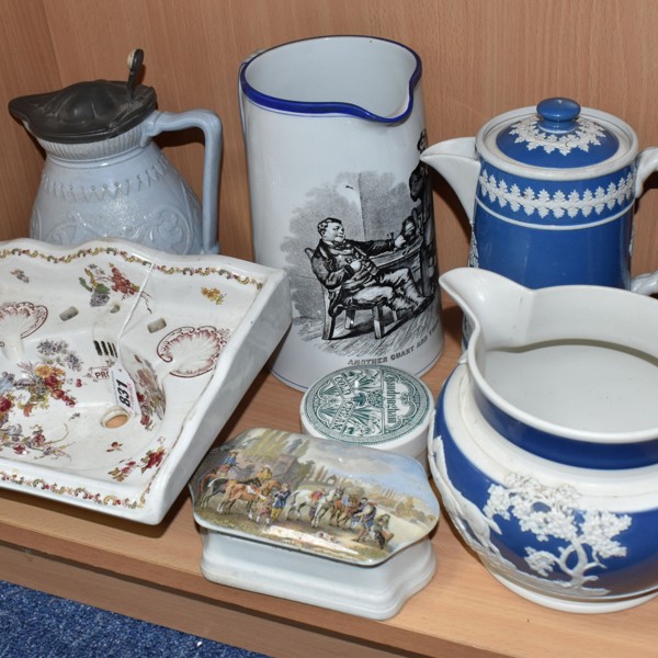 Seven Mixed C19th Miscellaneous Ceramics Including Saleman's Miniature Sink Sold £400