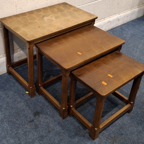 Robert 'Mouseman' Thompson oak nest of tables sold £600.jpg