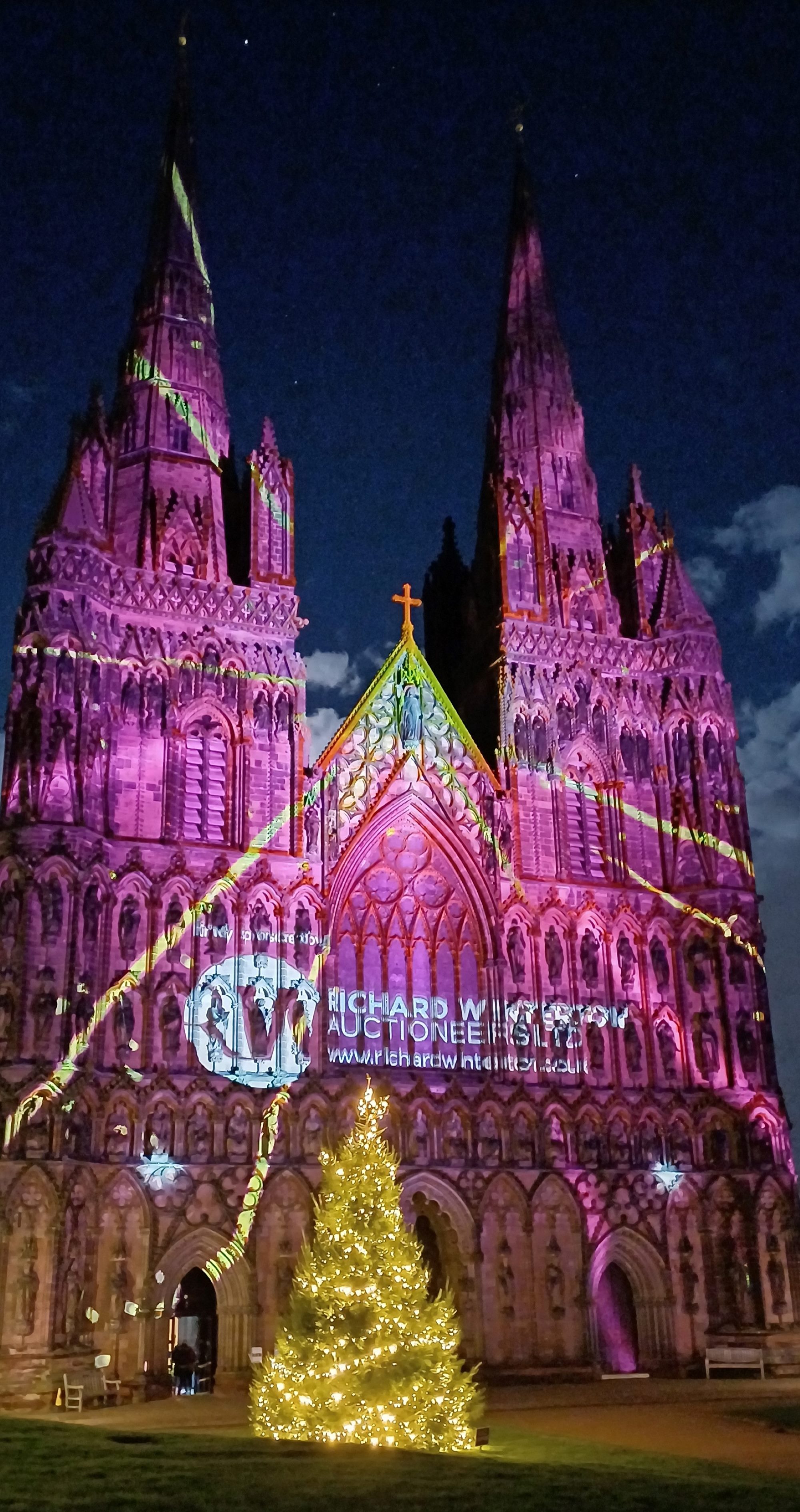 Lichfield Cathedral Christmas Light Show 2024 RW West Front 2
