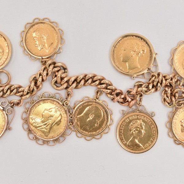 Yellow Gold Full And Half Sovereign Charm Bracelet Sold £3,500