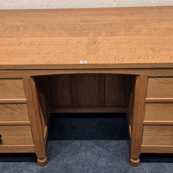 Workshop Of Robert Thompson Mouseman (Kilburn) Sold Oak Partners Desk Sold £3,800