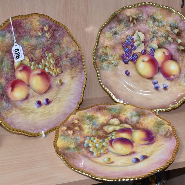 Three Royal Worcester 'Fallen Fruits' Hand Painted Cabinet Plates Sold £1,600