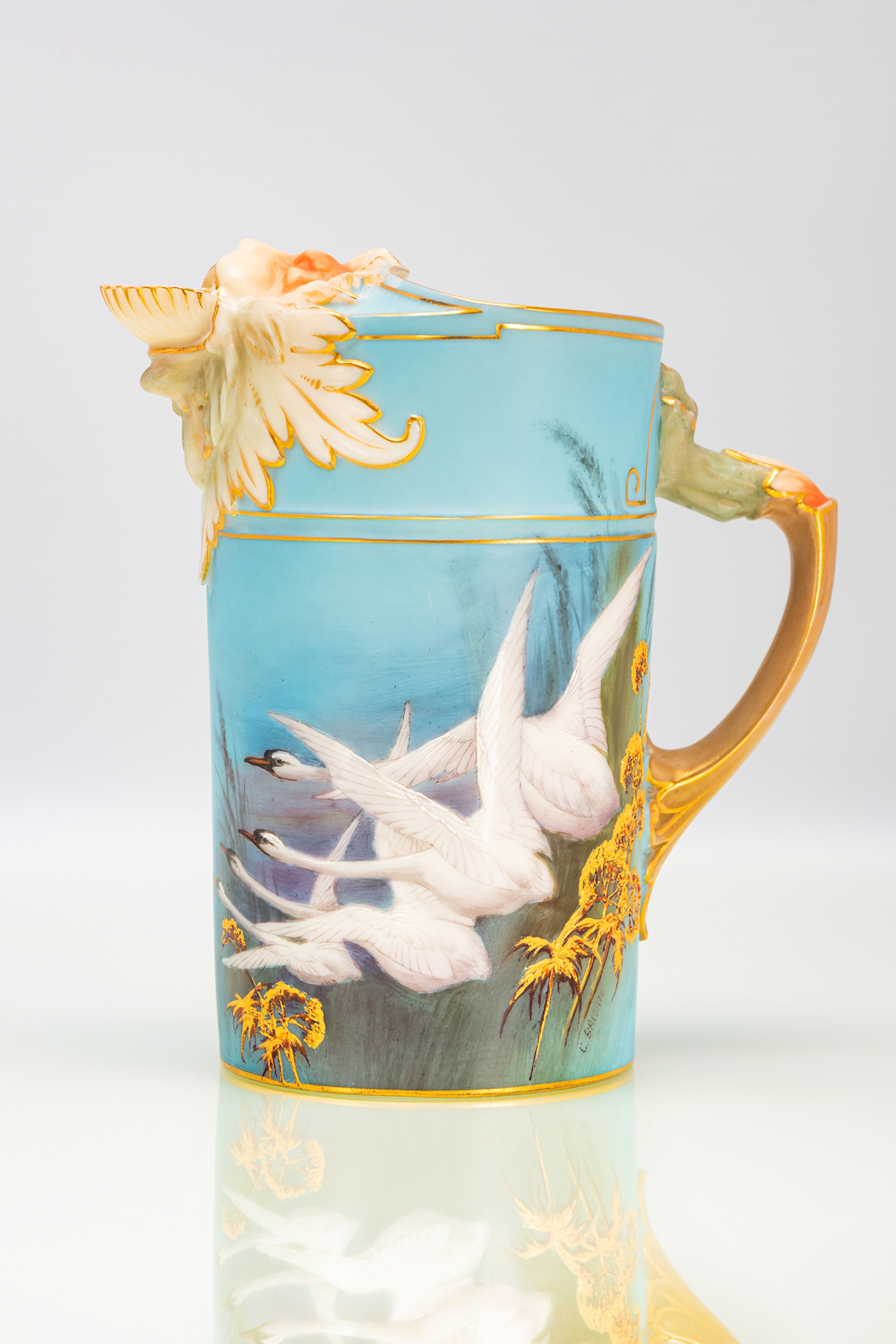 Royal Worcester Lion Mask Jug Painted By Charles Baldwyn Sold £950