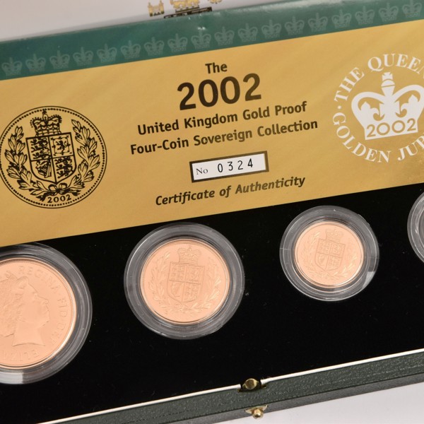 Royal Mint 2002 UK Gold Proof Four Coin Sovereign Set Sold £6,700