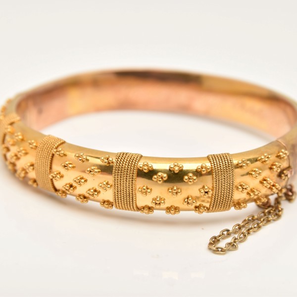 Late Victorian 15Ct Gold Hinged Bangle Sold £660 Web