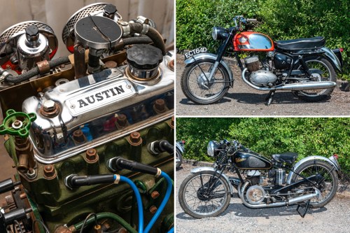 Austin-Healey engine Royal Enfield Velocette bikes web collage.jpg