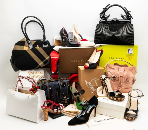 Some of the designer handbags and shoes.