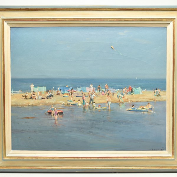'The Sandbar, Sandsend' Oil Painting By David Jan Curtis Sold £1,050
