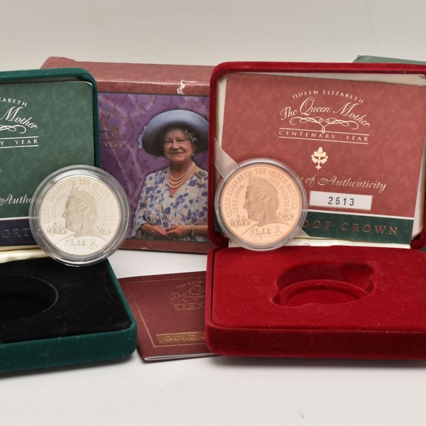 Queen Mother 2000 Gold Proof And Silver Piedfort Centenery Coins Sold £2,300