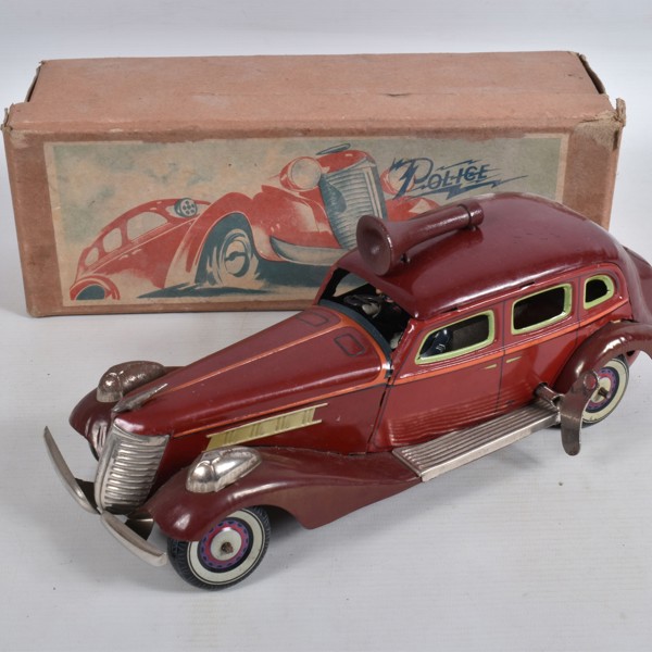 Kosuge (Japan) Tinplate Clockwork Police Car With Siren C1930s Sold £1,250