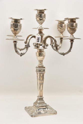 Lot 504, an Elizabeth II candelabrum, sold at £1,150.