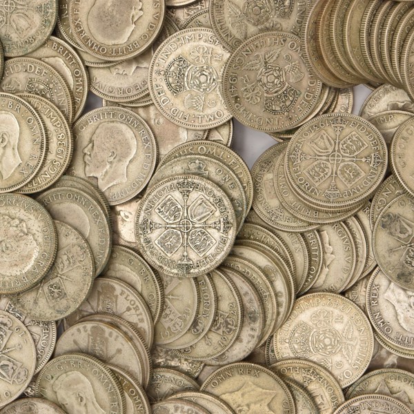 Quantity of King George V and George VI florins post-1920 pre-1947 sold £2,400.jpg