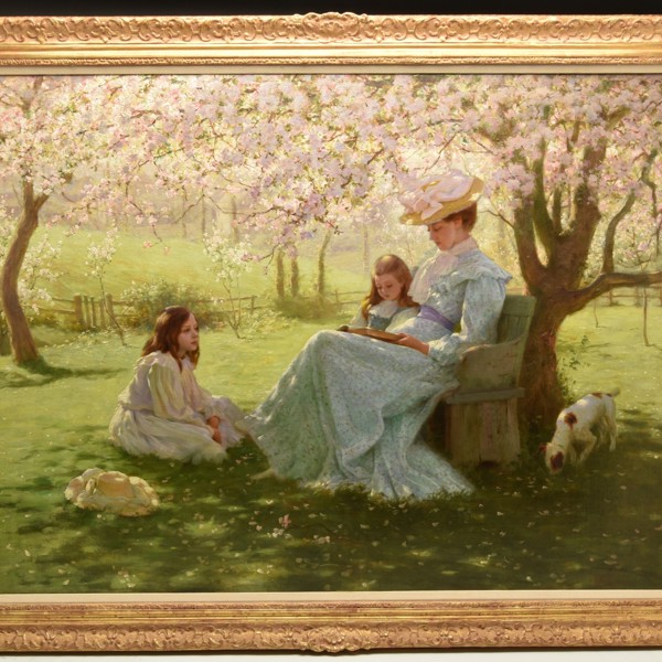 'Reading In The Orchard' Oil Painting By Thomas Frederick Mason Sheard Sold £9,000
