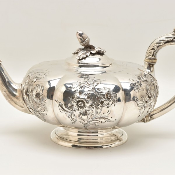 Silver Melon Shape Teapot By John Samuel Hunt 1848 Sold £750