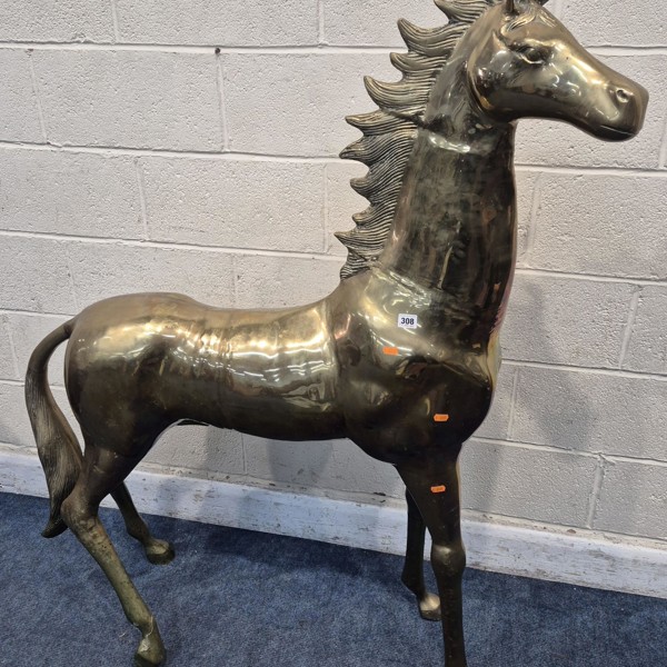 Lifesize Polished Brass Horse Sculpture Sold £800