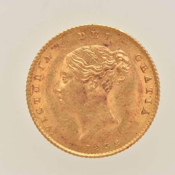 1838 Young Queen Victoria Gold Half Sovereign Obverse Sold £1,600 Web