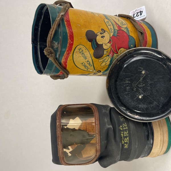 Mickey Mouse Tinplate Lithographed Case With Gas Mask Sold £750