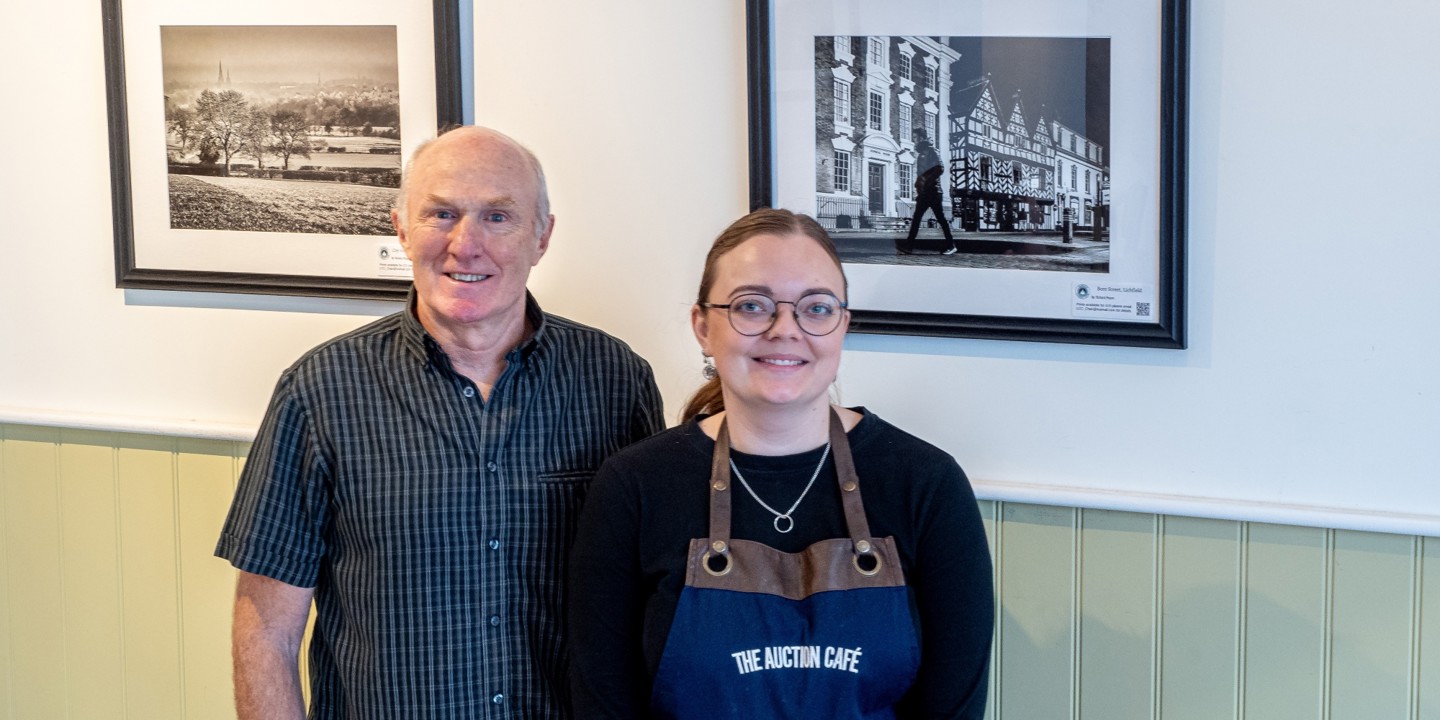 Lichfield Camera Club Chair Joe Anderson CPAGB And Auction Café Manager Emma Dermody Web