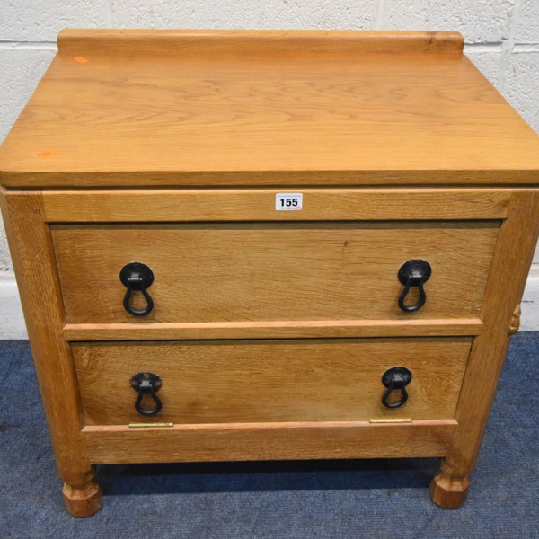 Robert Thompson's Craftsmen Ltd Mouseman Oak TV Video Table Sold £1,000