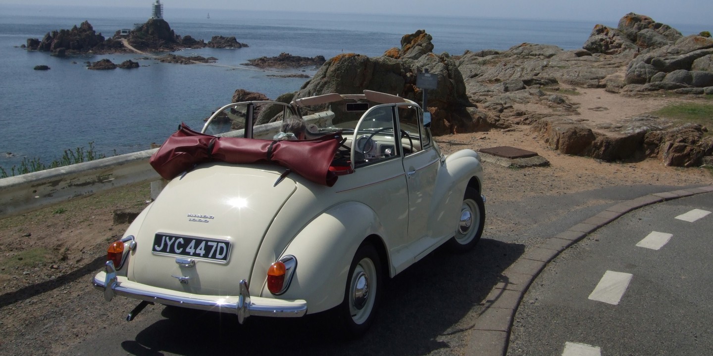Morris Minor 1000 Convertible At La Corbière Lighthouse Jersey 1