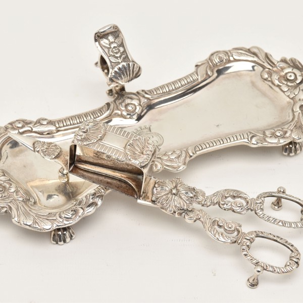 George III Silver Snuffer Tray And Candle Snuffers Sold £400