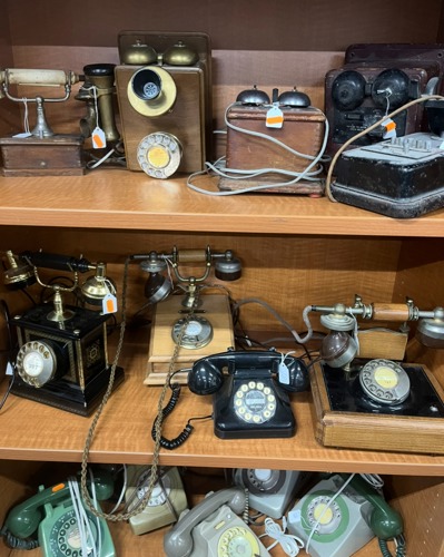 Some of the collection’s iconic designs showcasing the history of telephone design.