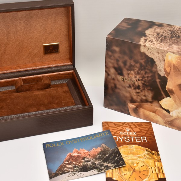 Empty Rolex Oyster Quartz watch box and booklets sold £500.jpg