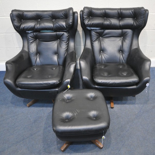 Leatherette Parker Knoll Statesman Swivel Rocking Chairs Sold £420