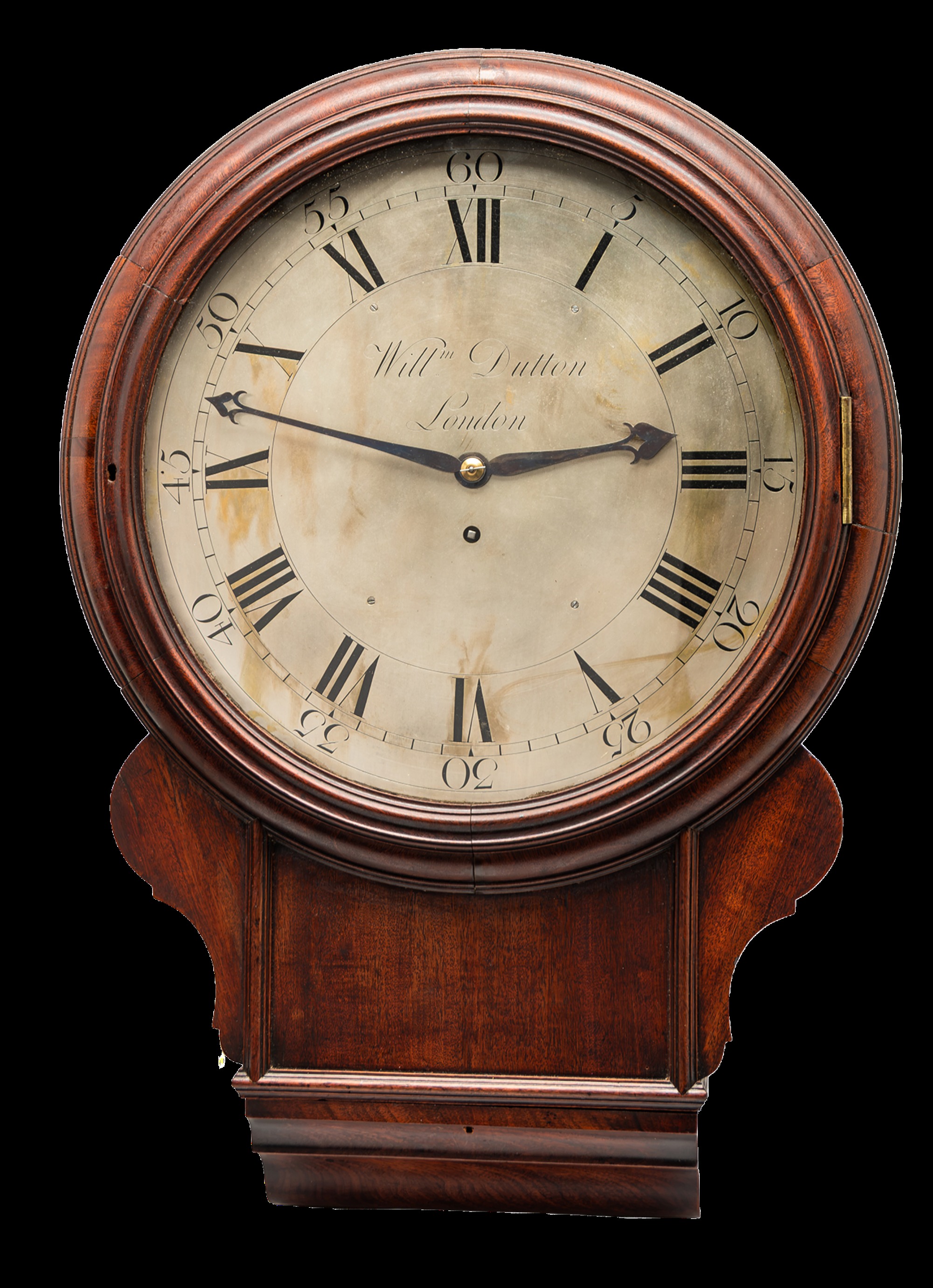 William Dutton of London C18th mahogany cased drop dial wall clock sold £17,500.jpg