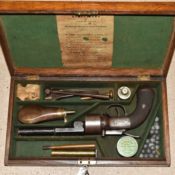 Cased C19th TK Baker Of London Baker's Patent 'Transitional' Revolver Sold £750
