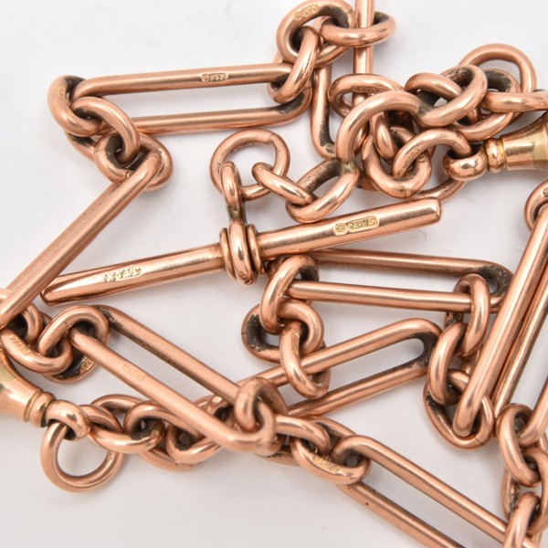 9Ct Rose Gold Double Fetter Link Albert Chain Sold £2,500