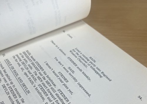 A page from The Eagle Has Landed film script.