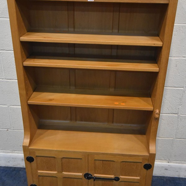 Robert Thompson's Craftsmen Ltd Bespoke Mouseman Oak Bookcase Sold £2,400