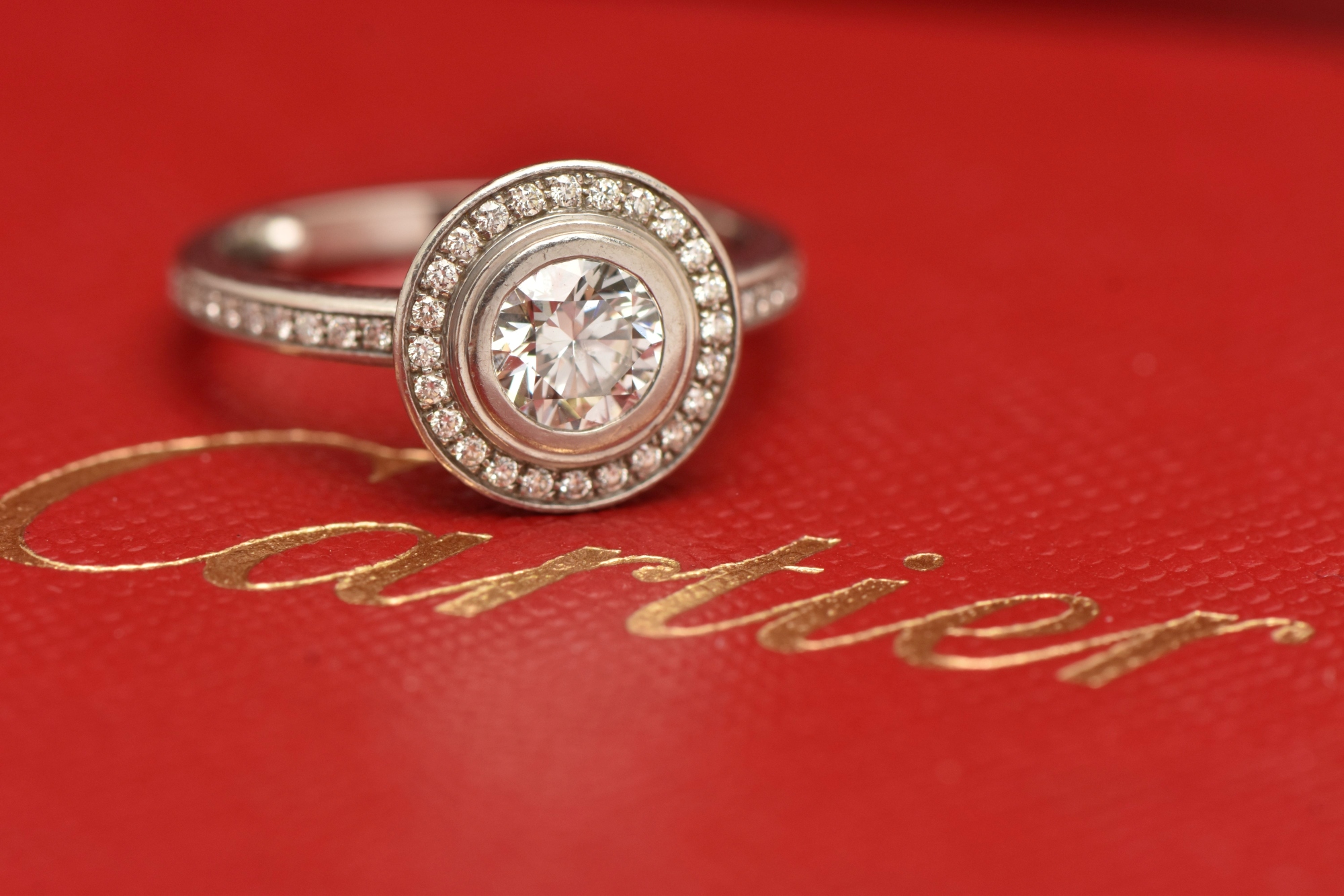Cartier D'amore Platinum Diamond Halo Ring Sold £3,000