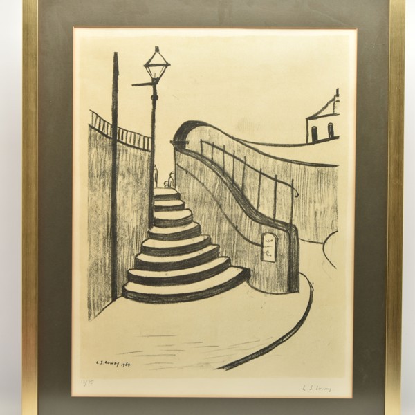 LS Lowry Signed Limited Edition Print 'Old Steps, Stockport' Sold £3,800