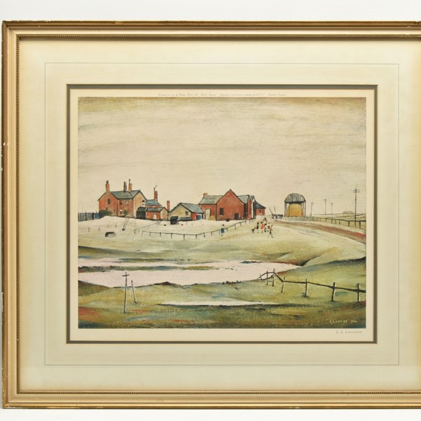 LS Lowry Landscape With Farm Buildings Signed Limited Edition Print Sold £1,700