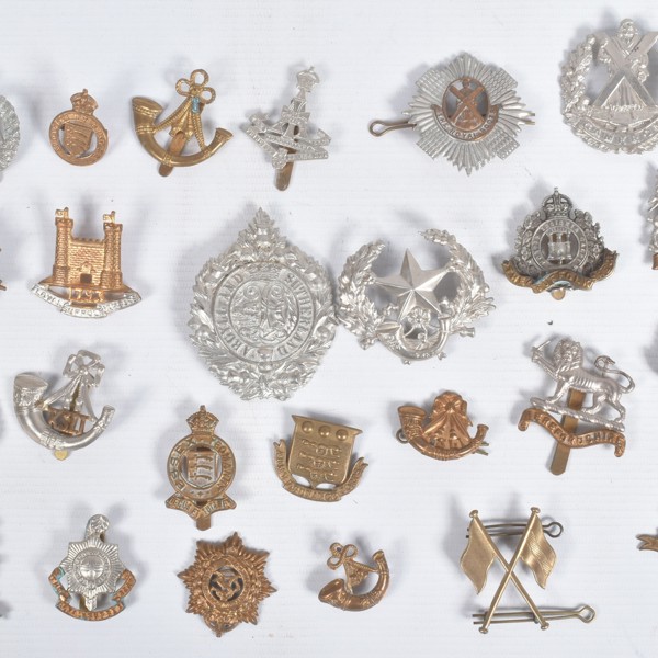 Selection From Collection Of Cap Badges Buttons And Shoulder Titles Sold £320