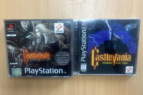 The sale includes two versions of Castlevania Symphony Of The Night – the European PAL including audio CD and art book and the North American NTSC.