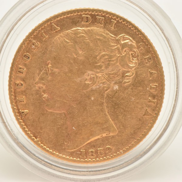 1859 Young Victoria Gold Sovereign Shield Back Sold £2,400