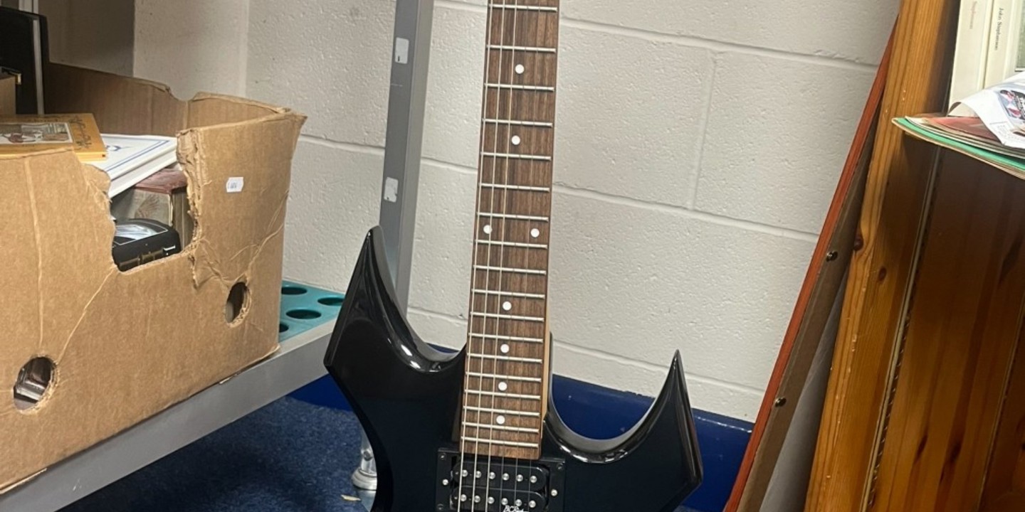 A BC Rich Warlock In Sleek Plain Black