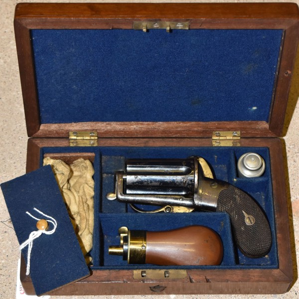 Cased C19th 7Mm Pepperbox Revolver Sold £560