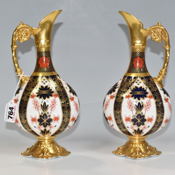 Pair Of Royal Crown Derby Old Imari 1128 Ewers Circa 1980 Sold £640