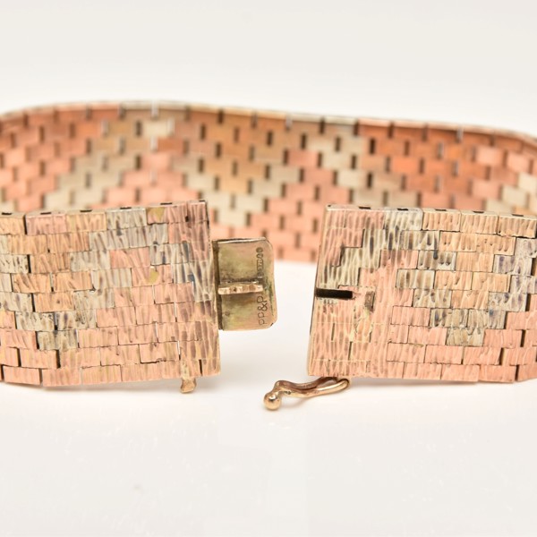 9Ct Gold Tri Colour Articulated Bracelet Sold £1,500