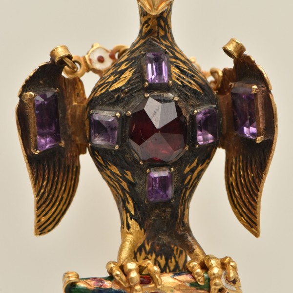 Gold, enamelled and gem set eagle pendant modelled after King Sigismund Augustus II's sold £2,500.jpg